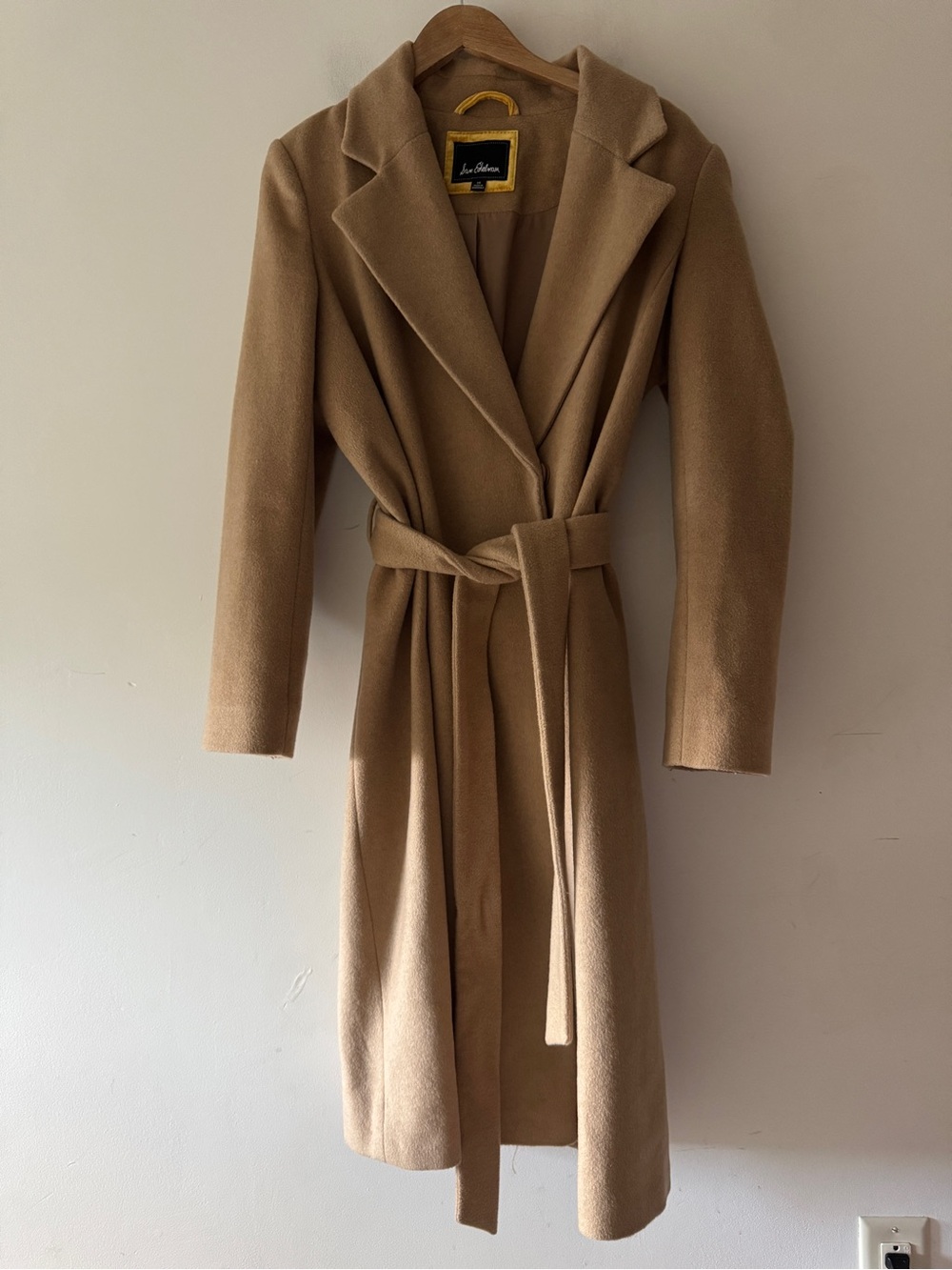 Sam Edelman Long Belted Wool Trench Coat Camel Brown